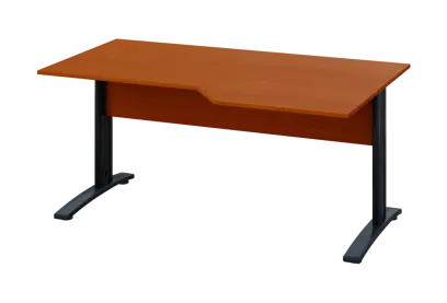 EZK 28 - 166 stůl kancelářský, rohový, pravý, kovová podnož černá, deska 25 mm, široký 1600 mm, třešeň šumavská